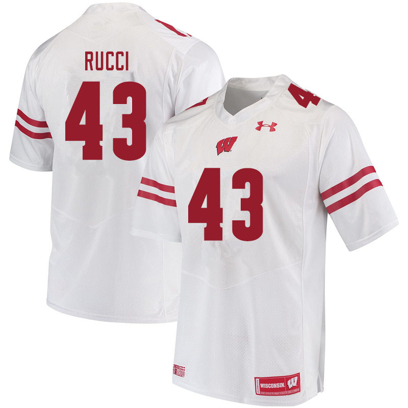 Men #43 Hayden Rucci Wisconsin Badgers College Football Jerseys Sale-White - Click Image to Close
